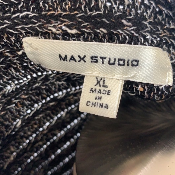 Max Studio Soft & Cozy Slouchy Batwing Mock Neck Sweater Grey Black, Sz XL - Picture 10 of 13